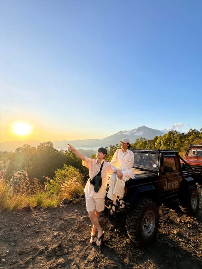 Bali: Mount batur jeep sunrise & natural hot springs - Sunrise from the volcanic slope