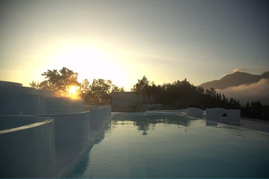 Bali: Natural Hot Spring in Pyramid Infinity Pools - A Pyramid Pool Above Lake Batur