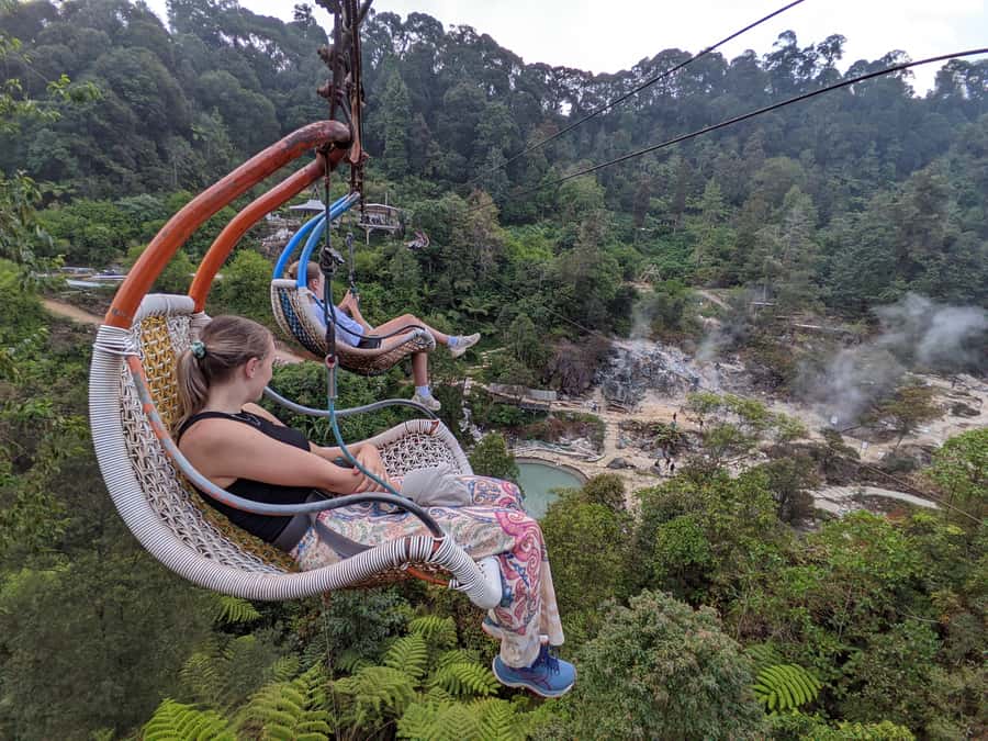 Bandung: White Crater, Scenic Tea Plantations & Hot Spring - The suspension bridge supplies the day’s adventure
