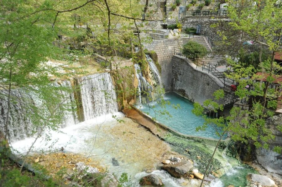 From Thessaloniki: Pozar Thermal Springs and Edessa - Food, coffee, and Greek products along the way
