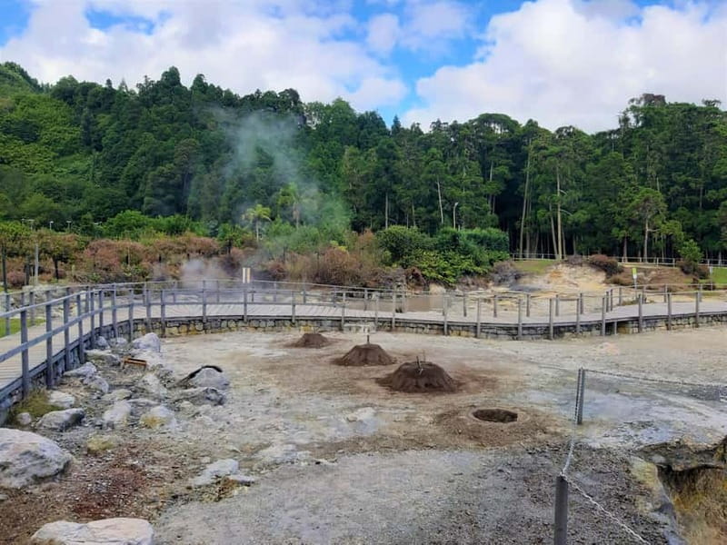Furnas: Hot Springs, Crater Lake & Geothermal Wonders - Pico do Ferro frames Furnas from above