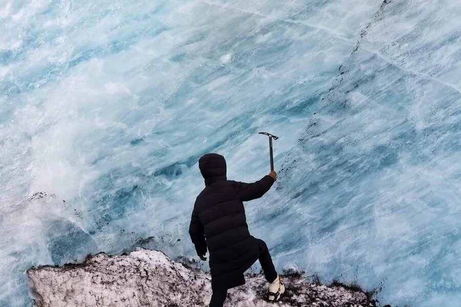 Glacier Hike, South Coast Iceland, Black Beach & Sky Lagoon - Walking onto Sólheimajökull