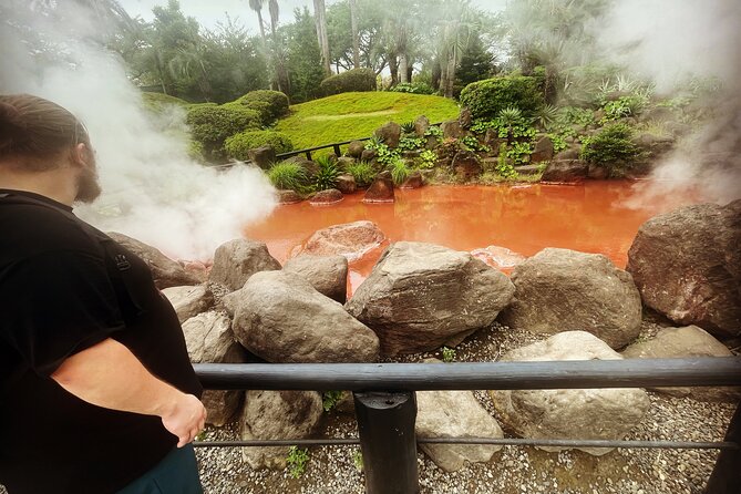 Hot Spring Beppu Onsen with Blue Hell cozy Tour by Car and walk - Walking through steam-filled Kannawa
