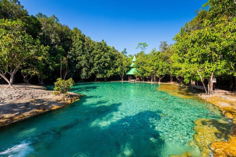 Krabi: Emerald Pool & Hot Spring Waterfall with Kayaking - Hot Spring Waterfall: warm water in a jungle setting