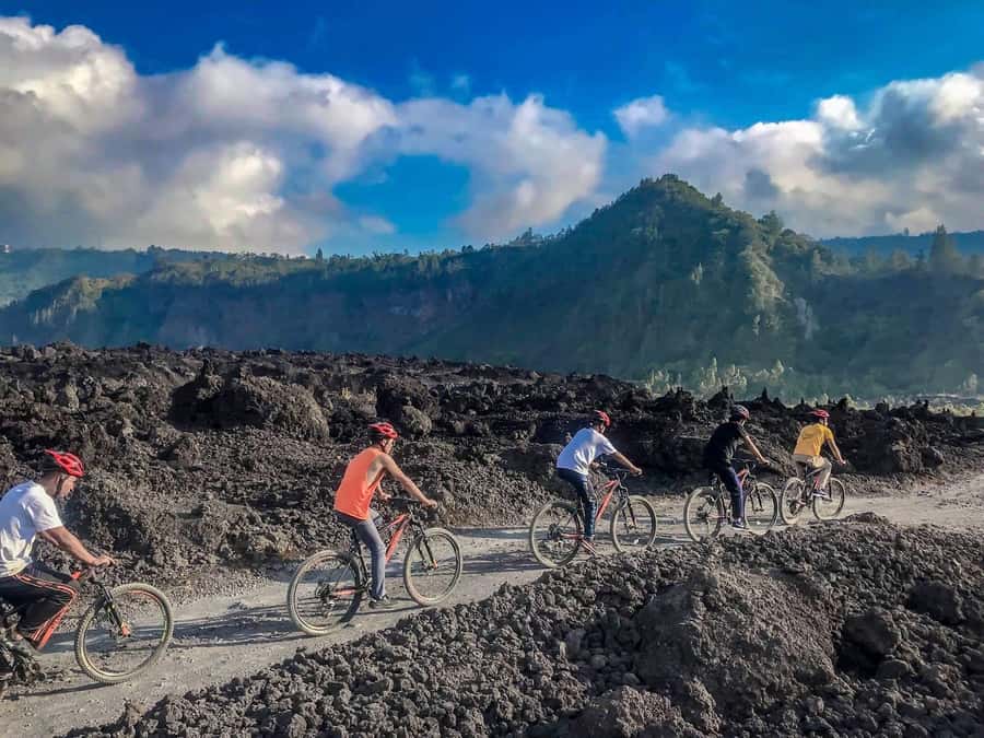 Mount Batur: Black Lava Cycling Tour w/ Natural Hot Spring - Showers, lunch, and the view from the crater