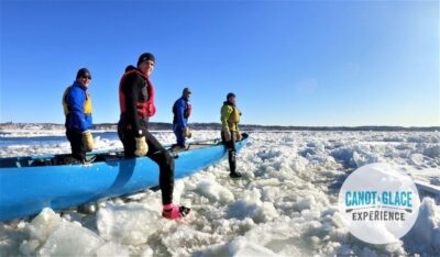 Quebec City: Ice Canoeing with Hot Chocolate & Sauna