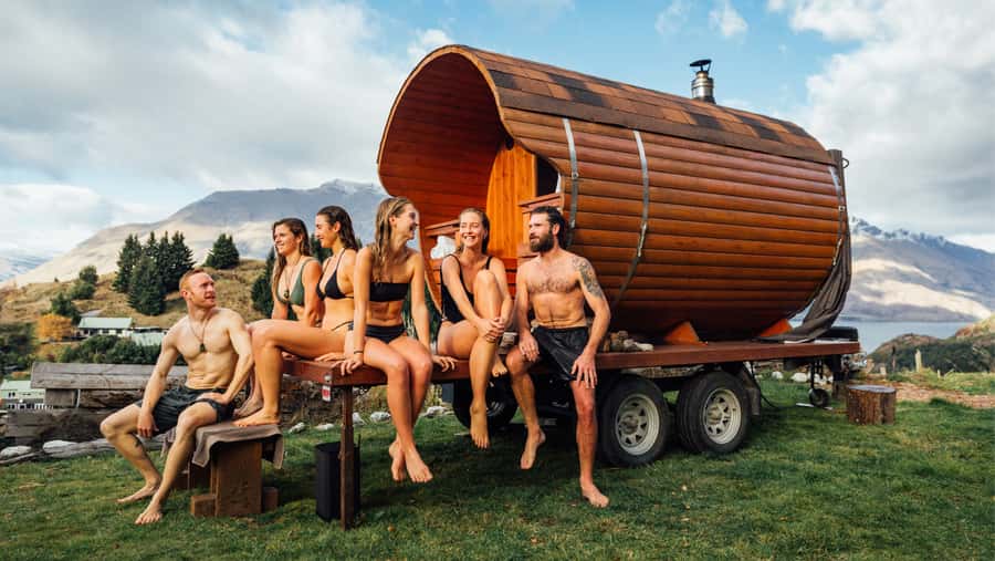 Queenstown: Riverside Sauna and Cold Plunge Experience - The wood-fired sauna at 80 to 100°C