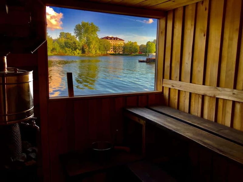 Riga: Floating Sauna Experience on the Daugava River - The city view is part of the value