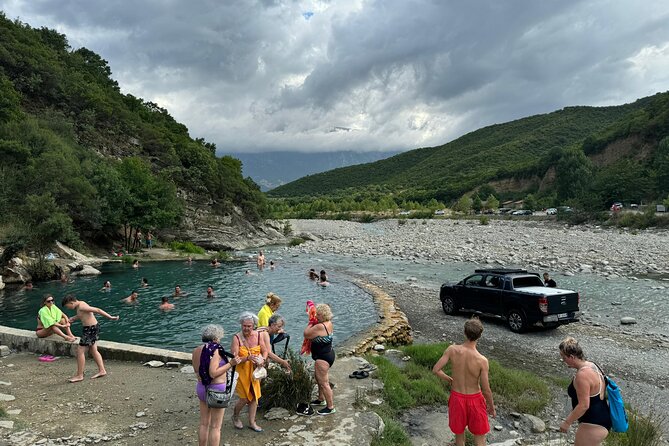 Sarande: Permet 4x4 Tour, Rafting and Thermal baths - Benja Thermal Baths at sunset