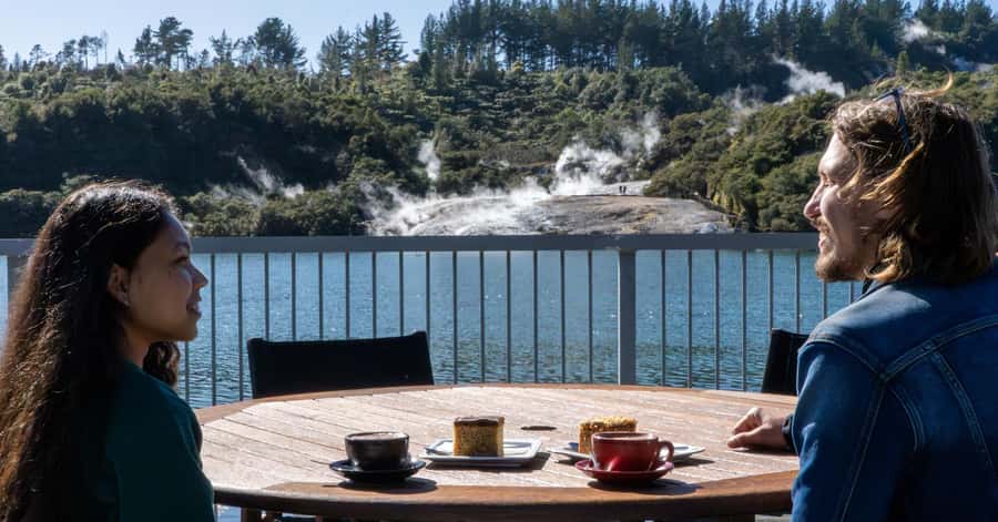 Taupo: Orakei Korako Geothermal Park and Cave Entry Ticket - The visitor center, ferry, and first few minutes
